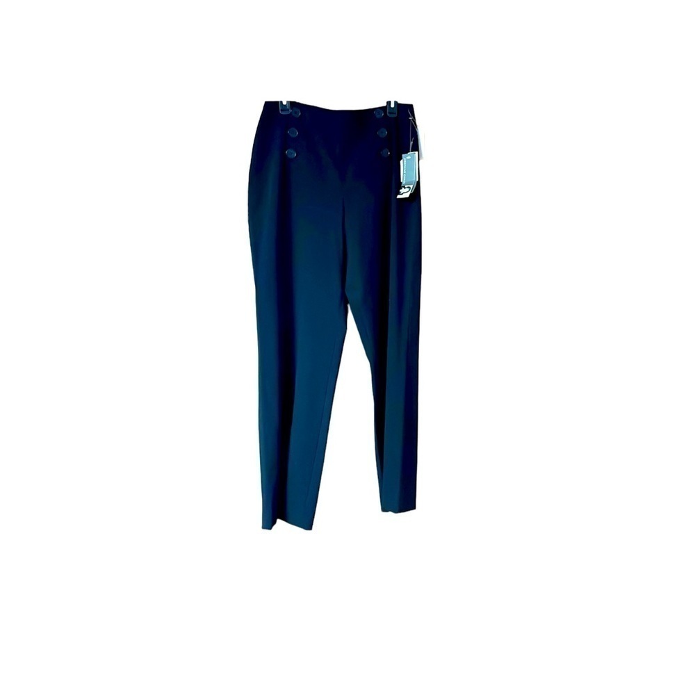 Josephine Chaus size 10 black wide leg pants with button details on both sides